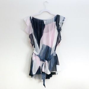 NWT Banana Republic Chiffon Floral Top with Tie